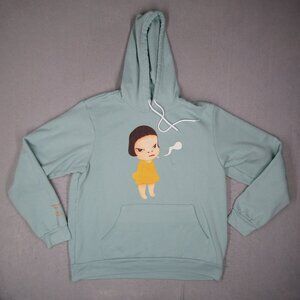 Yoshimoto Nara Rubell Museum Hoodie Mens XL Blue Too Young to Die Pullover Art